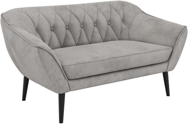 Polstersofa PIRS 2 Skandinavisches Sofa 2-Sitzer, Sofa mit Wellenfederung, Breite 140 cm, schwarze Füße Hoher Sitzkomfort - Hellgrau Velvet Bild 8