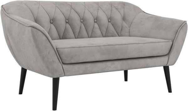 Polstersofa PIRS 2 Skandinavisches Sofa 2-Sitzer, Sofa mit Wellenfederung, Breite 140 cm, schwarze Füße Hoher Sitzkomfort - Hellgrau Velvet Bild 6