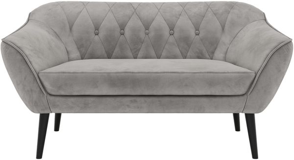 Polstersofa PIRS 2 Skandinavisches Sofa 2-Sitzer, Sofa mit Wellenfederung, Breite 140 cm, schwarze Füße Hoher Sitzkomfort - Hellgrau Velvet Bild 7