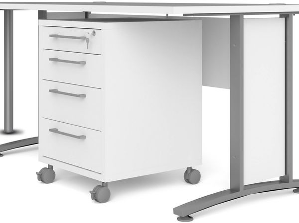 Dmora Schreibtisch Agerato, Mehrzweckschreibtisch, Bürotisch für PC, Eckschreibtisch, 230x200 h75 cm, Weiß und Grau Bild 7