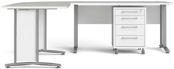 Dmora Schreibtisch Agerato, Mehrzweckschreibtisch, Bürotisch für PC, Eckschreibtisch, 230x200 h75 cm, Weiß und Grau Bild 5