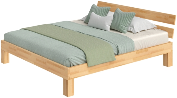 skølm 'Floki' Bett 180x200 cm, Bettgestell, natur geölt, Massivholzbett aus Buche, Doppelbett mit Bettkopf Bild 9