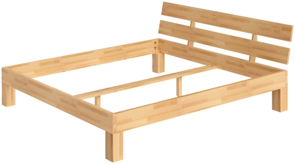 skølm 'Floki' Bett 180x200 cm, Bettgestell, natur geölt, Massivholzbett aus Buche, Doppelbett mit Bettkopf Bild 2