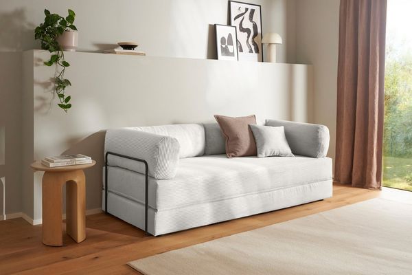homsy by Ana Johnson Schlafsofa Folda Dauerschläfer, B: 206 cm, Liegefl. 181x198 cm, mit Bett-/Schlaffunktion, inkl. 1x Zierkissen, Tonnentaschenfederkern