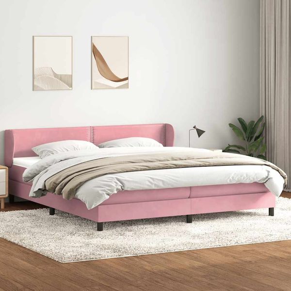 vidaXL Boxspringbett mit Matratzen Rosa 180x210 cm Samt 3317456