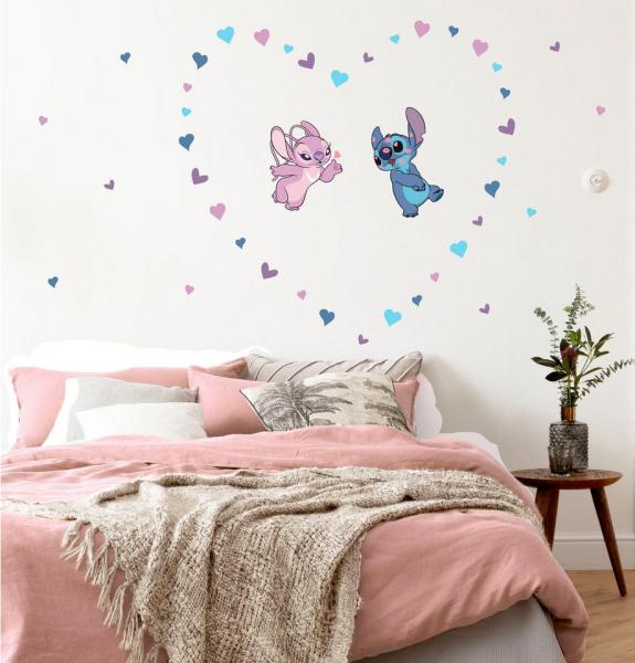 Komar Wandtattoo Stitch in Love - Größe 50 x 70 cm (43 St), Künstler: Komar, selbstklebend, Wandsticker, Kinderzimmer