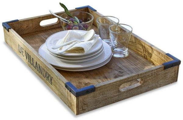 Mirabeau Tablett Tablett Villandry braun, Mangoholz (mangifera indica), Verzierung: Eisen