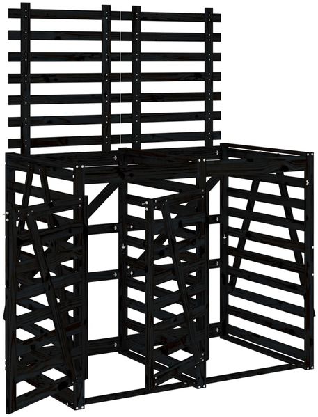 vidaXL Mülltonnenbox für 2 Tonnen Schwarz Massivholz Kiefer 3157689 Bild 2