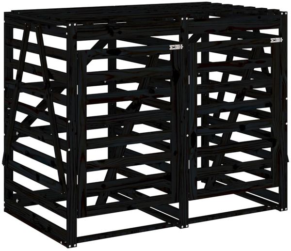 vidaXL Mülltonnenbox für 2 Tonnen Schwarz Massivholz Kiefer 3157689 Bild 5