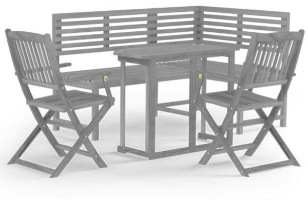 vidaXL 4-tlg. Bistro-Set Massivholz Akazie Grau 3057866