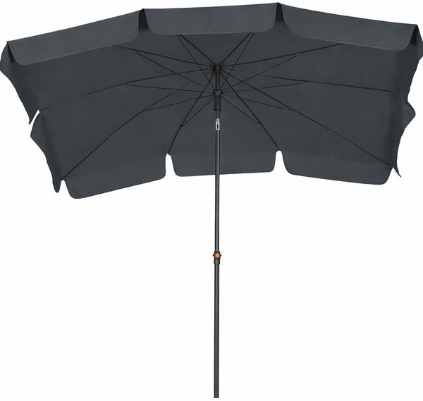 BURI Tropico Sonnenschirm 210x140 cm Anthrazit / Grau - Rechteckiger Mittelstockschirm mit Stahlgestell, UV Schutz UPF 50+, knickbar, höhenverstellbar, Polyester 180 g/m², wetterfest