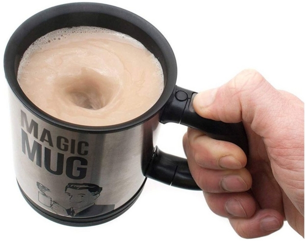 Goods+Gadgets Tasse Magic Mug Selbstrührender Becher, Edelstahl, Kaffeebecher Kaffeetasse Thermosbecher