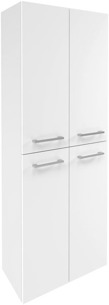 FACKELMANN VERONA Doppel Hochschrank 60 cm breit, Weiß Hochglanz, mit Wäschekorb
