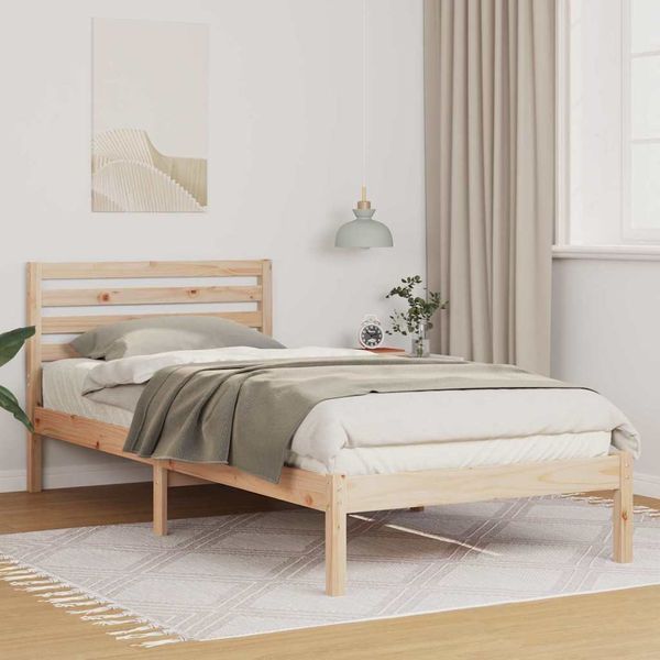 vidaXL Bettrahmen mit Kopfteil Braun 100 x 210 cm Massives Kiefernholz 872308