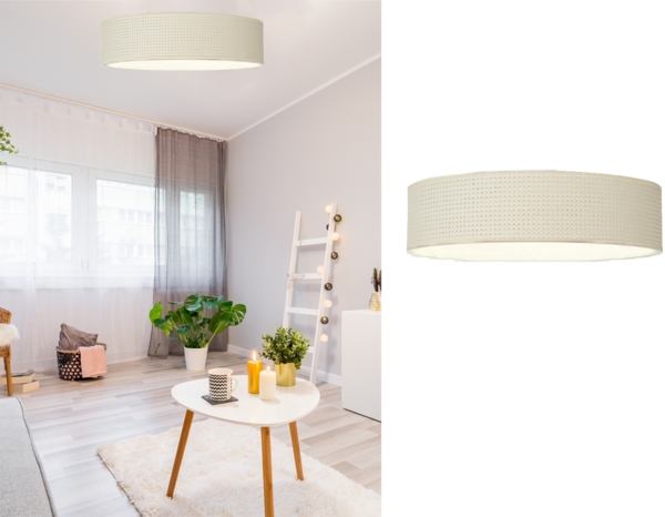 LED Deckenleuchte Rattan Lampenschirm / Abdeckung satiniert, Ø 50cm