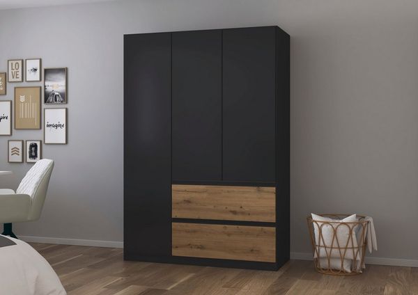 rauch Drehtürenschrank Kleiderschrank Schrank Garderobe Wäscheschrank Schlafzimmer JOEL (in 3 verschiedenen Ausstattungen BASIC/CLASSIC/PREMIUM) mit zwei Schubladen, mit Push-to-Open Funktion MADE IN GERMANY