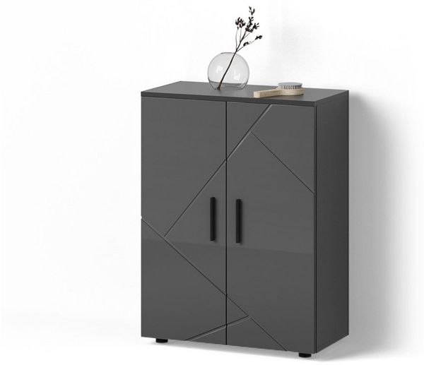 Livinity® Midischrank Ronco, Anthrazit Hochglanz/Anthrazit, 60 x 81 cm