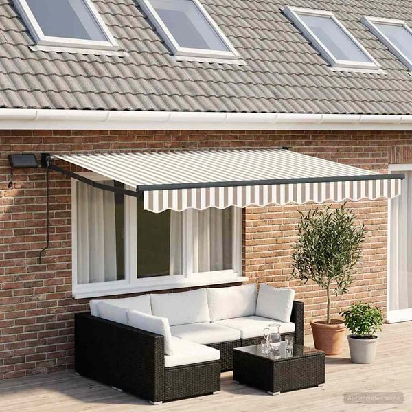 vidaXL Manuelle Gelenkarmmarkise mit LEDs Hellgrau und Weiß 3425559