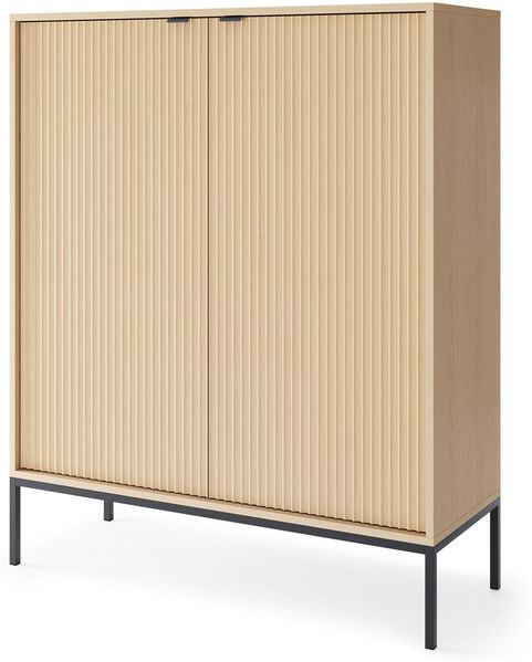 Selsey 'Vellore' Highboard 2-türig, Eiche Vicenza Optik mit schwarzem Gestell, ca. 83 x 104 x 39 cm