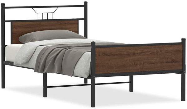 Einzelbettgestell Design für Erwachsene ohne Matratze Braun Eiche 100x200 cm Holzwerkstoff d4131e