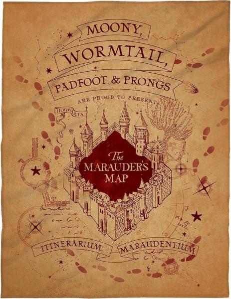 Große Fleece-Decke Kuscheldecke Harry Potter Marauder's Map 150x200 cm