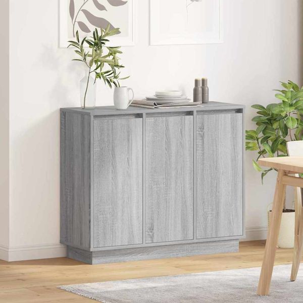 vidaXL LED-Sideboard Graues Sonoma 90 x 32 x 75 cm Holzwerkstoff 869679