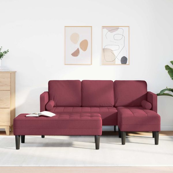 vidaXL Sofa Set mit Kissen 2 pcs Weinrot Polyester 3329255
