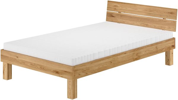 Holzbett Futonbett Bettrahmen Eiche massiv geölt 120x200 Rollrost und Matratze inkl.
