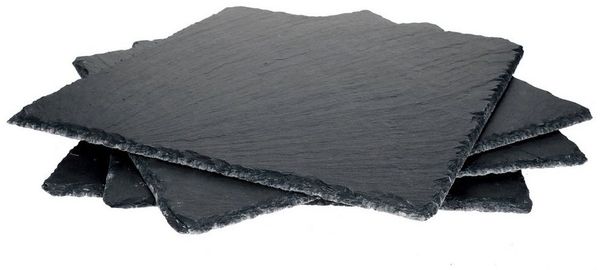 4x Schieferplatten 30x30 cm Untersetzer Deko-Teller Servier-Platte Naturschiefer