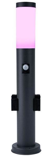 RGB LED Stehleuchte, 2x Steckdosen, Bewegungsmelder, H 60 cm