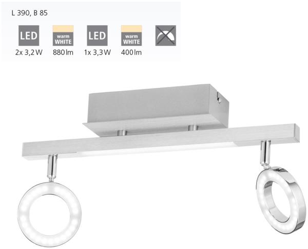 Eglo 96179 Spotleuchte CARDILLIO 1 Alu, Stahl chrom, Kunststoff satiniert 3000K LED 2X3,2W / 1X3,3W 3000K L:39cm B:8,5cm