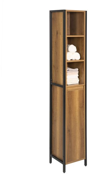 SoBuy BZR62-PF Badezimmer-Hochschrank, Spanplatte, Melamin, Hellbraun, 30 x 168 x 28 cm