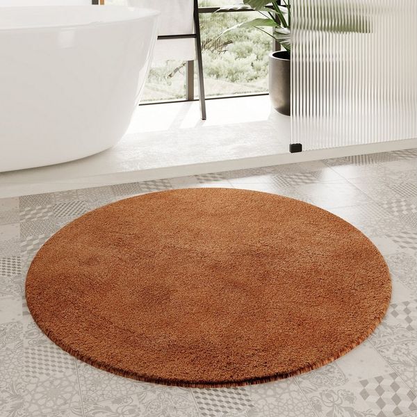 Homie Living Badematte Porto Azzurro, Höhe 30 mm, rutschhemmend beschichtet, fußbodenheizungsgeeignet, schnell trocknend, Polyester, rund, Badteppich, uni, rechteckig & rund, waschbar, Badezimmerteppich