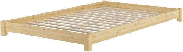 Breites, flaches Futonbett Einzelbett 120x200 Kiefer massiv V-60.51-12Rollrost inkl.