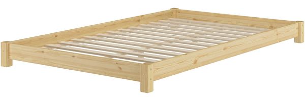 Breites, flaches Futonbett Einzelbett 120x200 Kiefer massiv V-60.51-12Rollrost inkl.