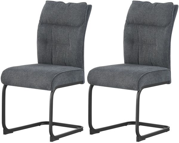 Schwinger-Stuhl 2er Set Rom Stühle in Anthrazit - gemütliches Design - B/H/T: 47x94x61 cm