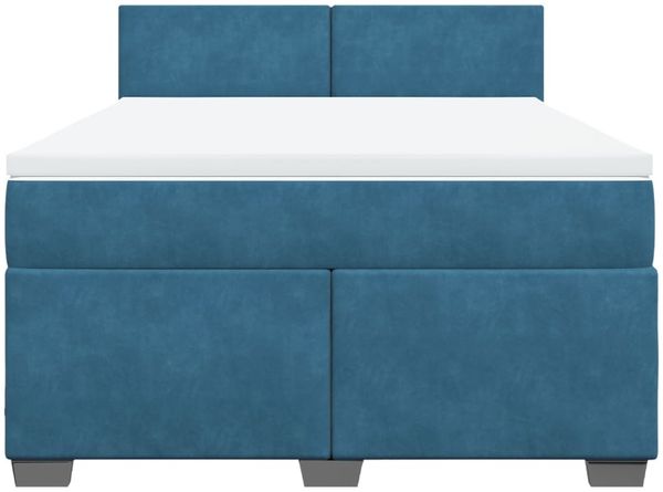 vidaXL Boxspringbett mit Matratze Dunkelblau 140x200 cm Samt 3286328 Bild 4