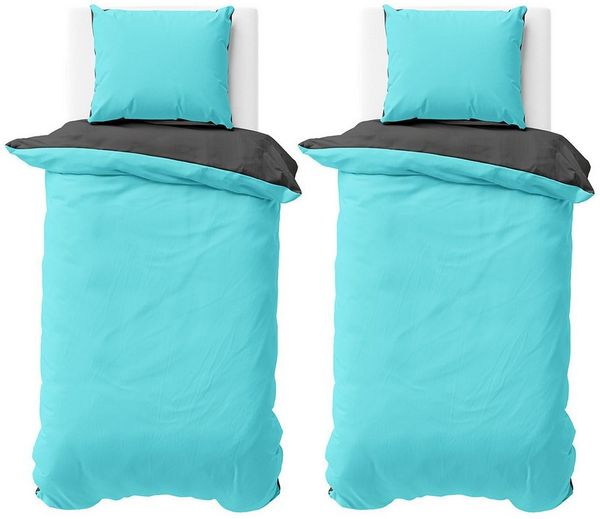 Visaggio Bettwäsche Mikrofaser Allergiker geeignet Doubleface Wendebettwäsche, Microfaser, 4 teilig, Modern Uni Doubleface Wendebettwäsche
