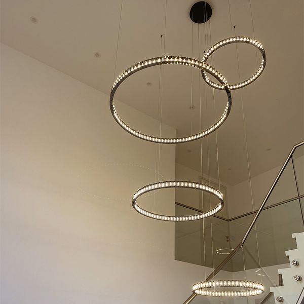 s.luce Atom Ring LED-Hängelampe Dimmbar Schwarzchrom Ø 80cm