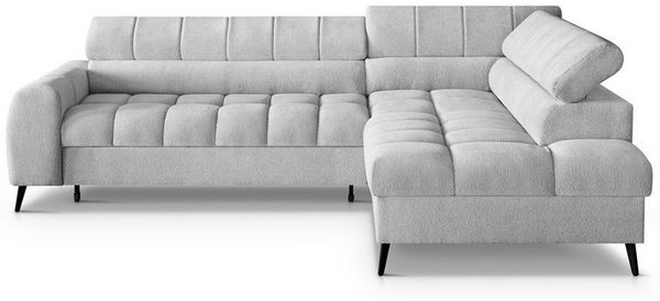 Beautysofa Ecksofa mit Schlaffunktion und verstellbaren Kopfstützen VINNI, Auf B-Federn, auf schwarzen Metallfüßen