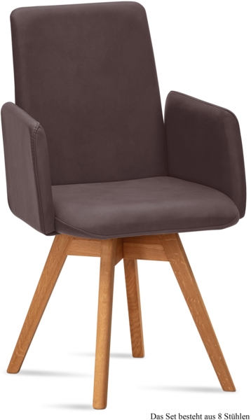 Armlehnstuhl drehbar (8er-Set) Donny 52x92x60 Eiche geölt/Braun