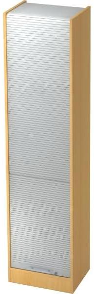 Rollladenschrank 50cm, 5OH RE Buche / Silber