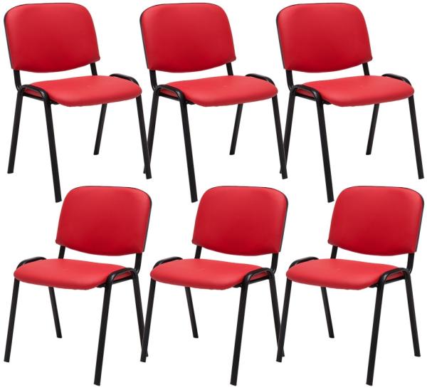 6er Set Besucherstuhl Ken Kunstleder, rot