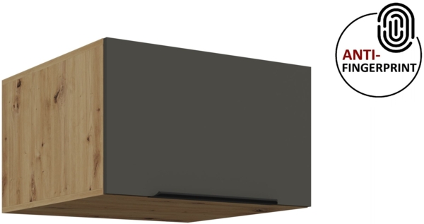 Küchen Aufsatzschrank 60 cm ARIA Graphite ultra matt + Eiche Artisan matt, hochwertige Fronten mit Anti Fingerprint Beschichtung Küchenzeile Küchenblock Bild 1