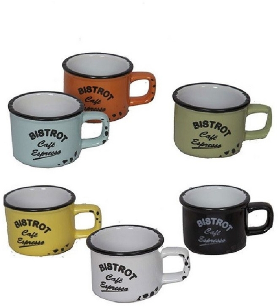 6er Set Farbige Espressotassen Mokkatassen Moccatasse Tasse Antic Line SEB12952