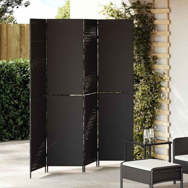 vidaXL Raumteiler Schwarz 195 x 180 cm Poly-Rattan 42003672