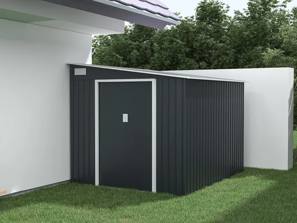 Vente-unique - DAUSTIN Gartenhaus Metall Grau - B 245 cm x H 193 cm x L 203 cm