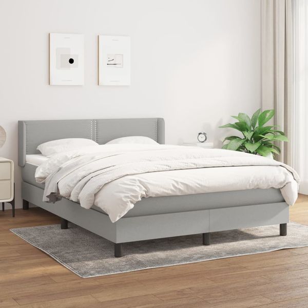 vidaXL Boxspringbett mit Matratze Hellgrau 140x200 cm Stoff 3129633
