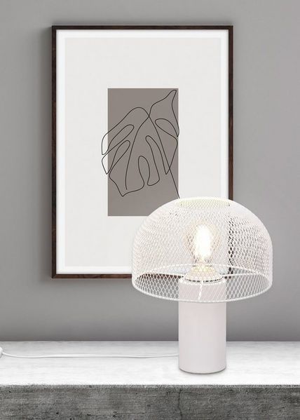 Leonique Tischleuchte Elenoire, ohne Leuchtmittel, Pilzlampe Tischlampe Schreibtischlampe Gitter Draht Schirm