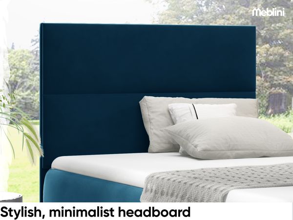 MEBLINI Kinderbett mit Bettkasten MINO 1 100x200 Links – H3/Blau Samt Gepolstert Einzelbett mit Matratze - Polsterbett mit Stauraum - Bett mit Kopfteil – Stauraumbett Bild 3